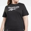 Reebok t-shirt czarny bawełniany damski koszulka duży napis Plus Size